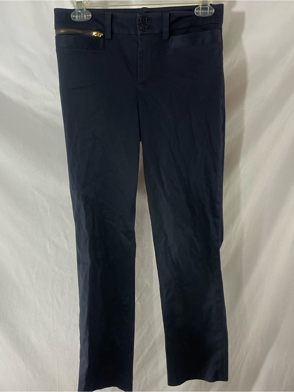Lauren Ralph Lauren Navy Straight-Leg Pants with Gold Zip Detail